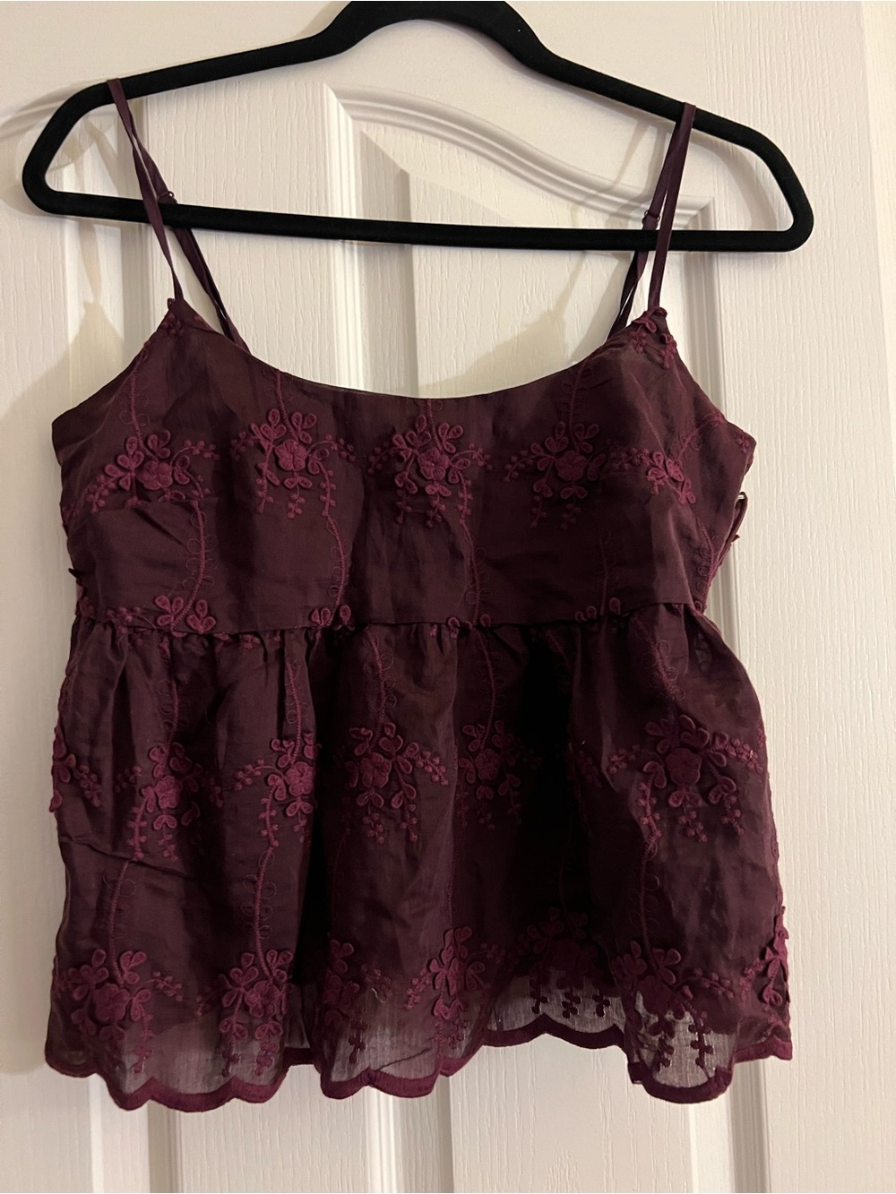 Embroidered Plum Spaghetti-Strap Cami